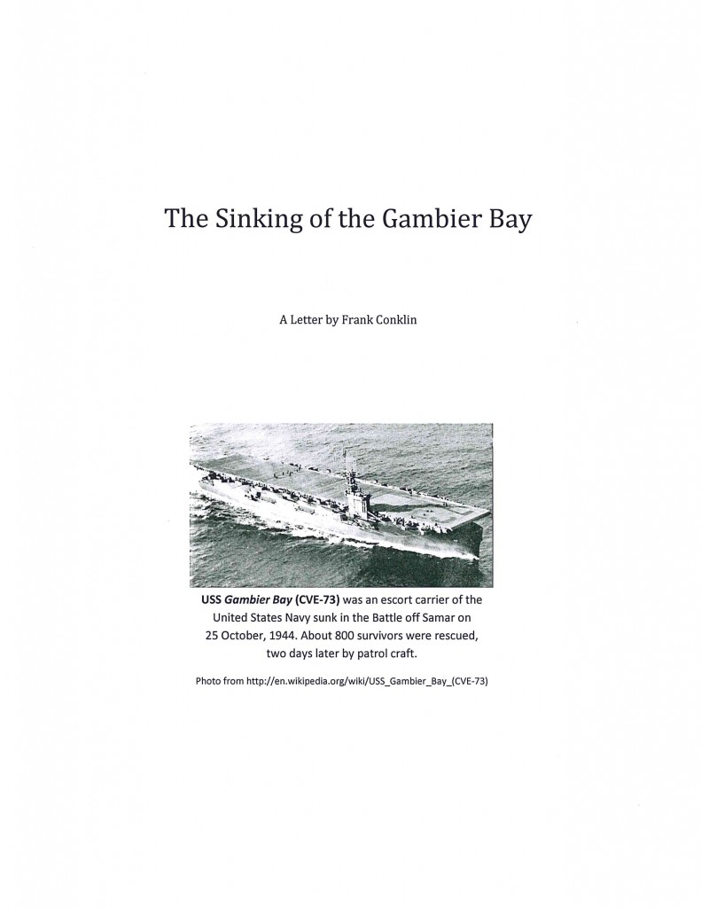 Sinking of Gambier Bay Letter